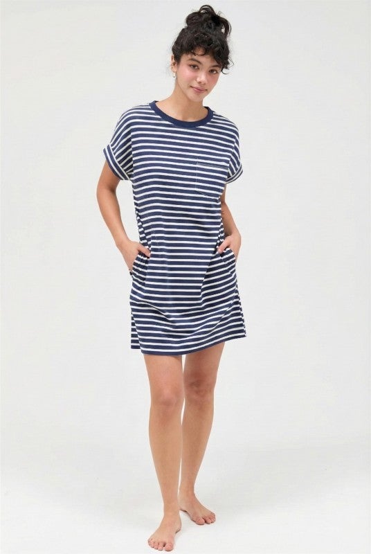 navy striped t shirt dress Hatley Midi Tee Shirt Dress XS