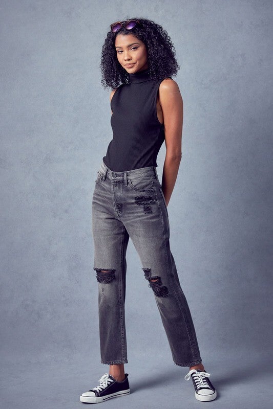 Bdg high rise slim straight jean washed black sales